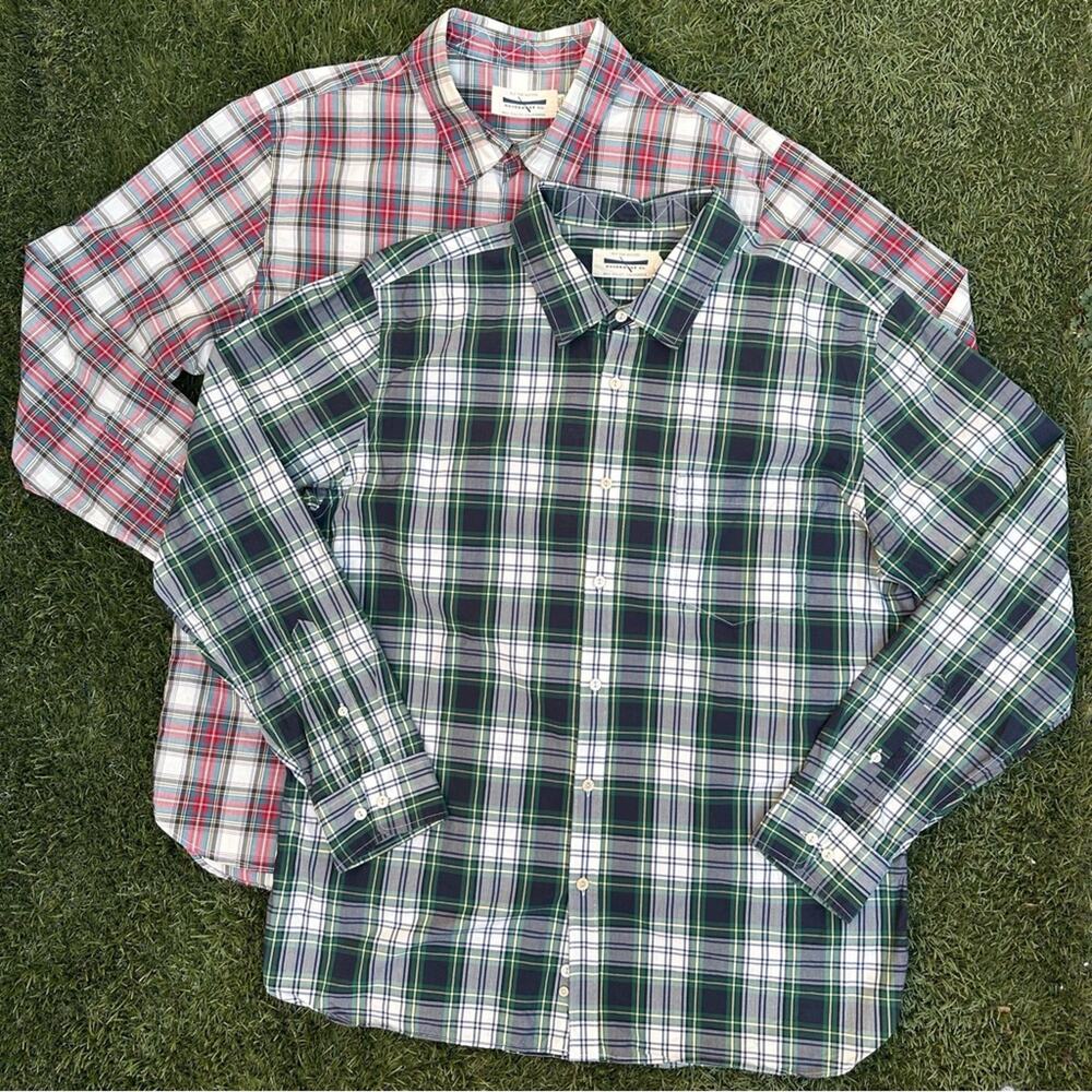 Men's Green Plaid Button-Down Shirt by Unbranded
